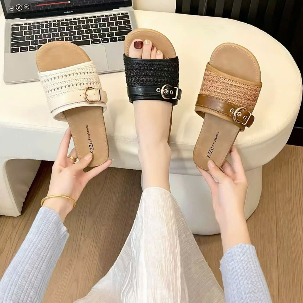 Dép nữ quai ngang da mềm 963 fulbox - HACHI SHOES