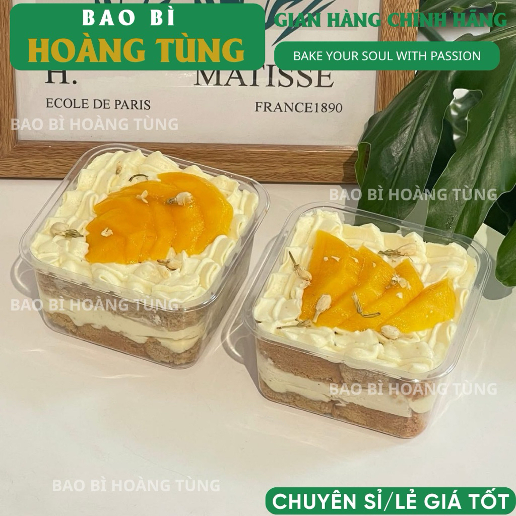Hộp Nhựa Vuông Trong Suốt JLH10-6 Đựng Bánh Ô Long Nhài Nhãn [400ml]