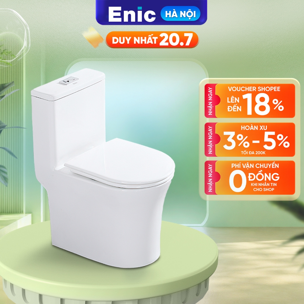 Bồn cầu enic N74, N07, V34 nguyên khối chất liệu gốm sứ cao cấp nung ở nhiệt độ cao bền chắc, chịu l