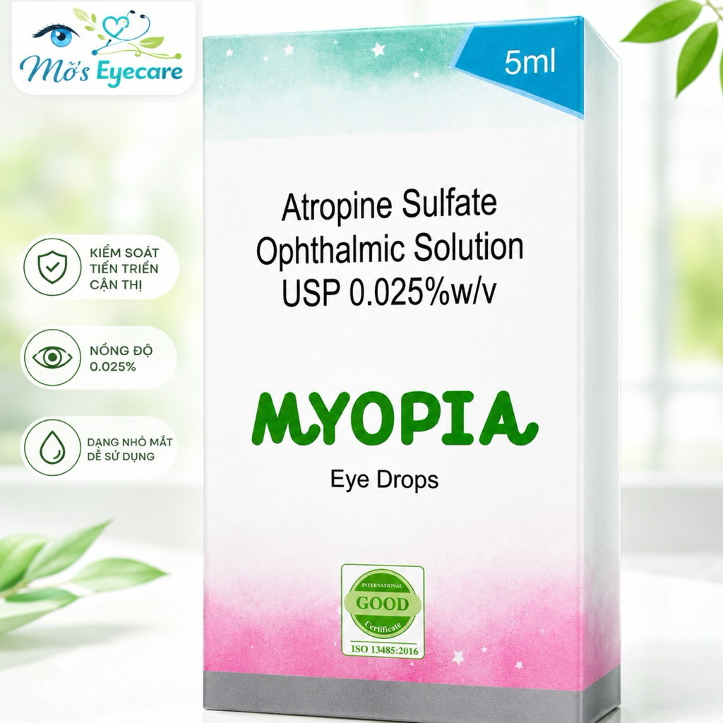 Nhỏ mắt Myopia - Atropine 0.025% 5ml - Hỗ Trợ Kiểm Soát Tiến Triển Cận Thị - Chính Hãng