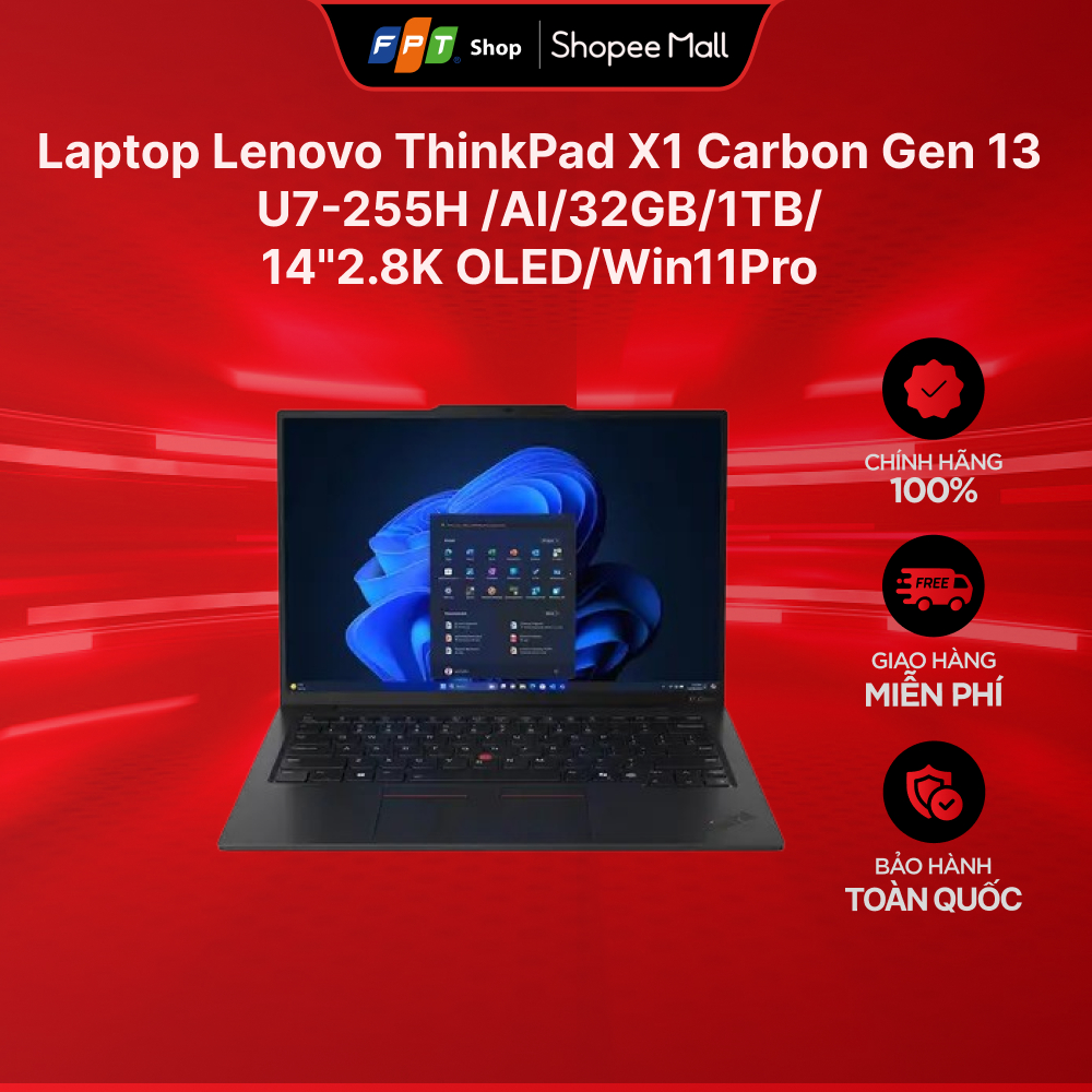 [Hàng thanh lý] Laptop Lenovo ThinkPad X1 Carbon Gen 13 U7-255H /AI/32GB/1TB/14"2.8K OLED/Win11Pro
