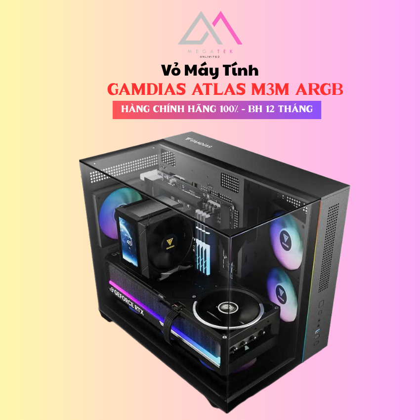 VỎ CASE GAMDIAS ATLAS M3M CAATLASM3MBLGA (Micro-Tower, Black) - BH 12 Tháng