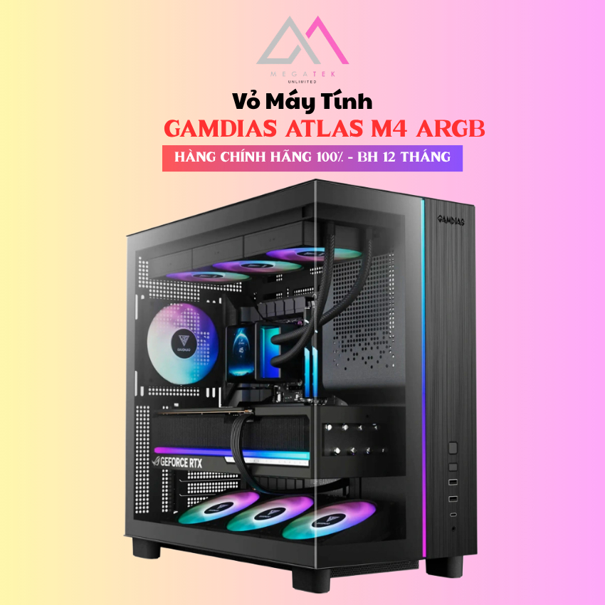 VỎ CASE GAMDIAS ATLAS M4 CAATLASM4BLGA (Mid-Tower, Black) - BH 12 Tháng