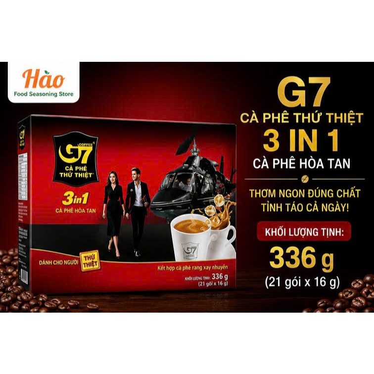 Cafe thứ thiệt G7 loại hộp, 1 hộp (21 gói x 16g). Thơm ngon đậm vị tiện lợi