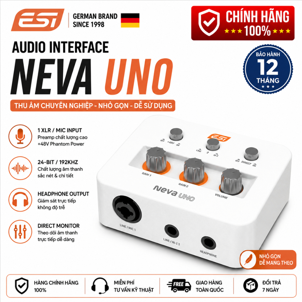 Sound Card Thu Âm ESI Neva UNO Audio Interface USB-C Chính Hãng Đức