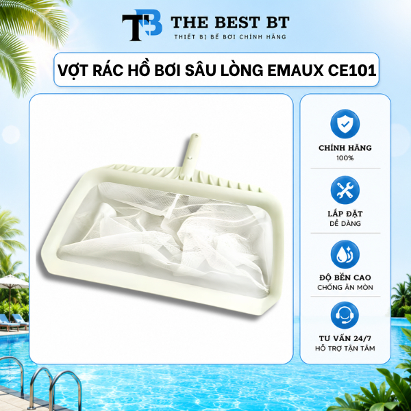 Vợt Rác Sâu Lòng Hồ Bơi Emaux CE101 Vợt Túi Lưới Sâu Vớt Lá Vớt Rác Dụng Cụ Vệ Sinh Bể Bơi