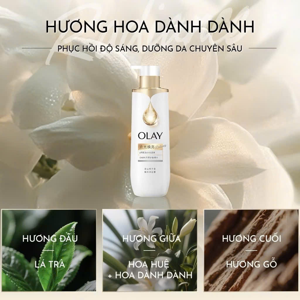 Sữa tắm sáng da Olay B3, với 60% tinh chất dưỡng da chuyên sâu 500g Bông Store