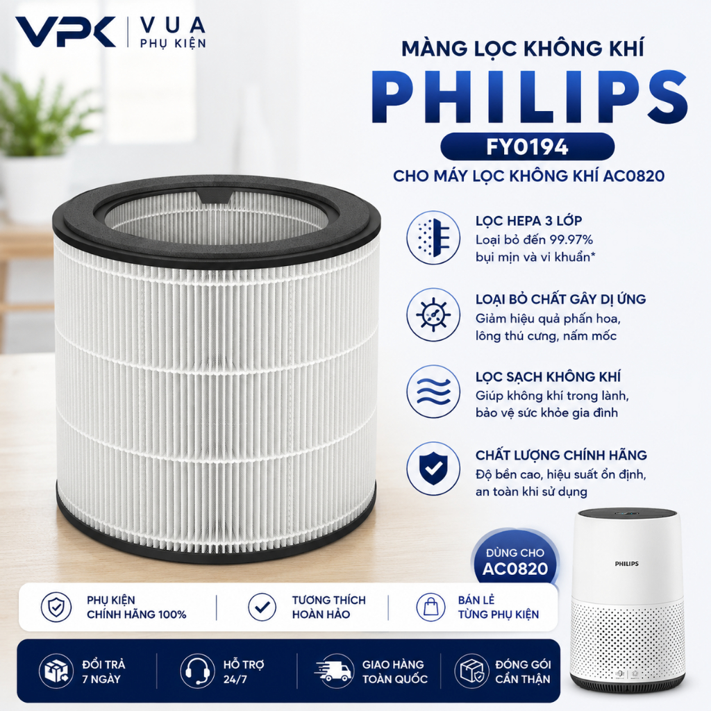 Màng lọc không khí Philips FY0194 Dành Cho Máy AC0820 - Hàng chính hãng
