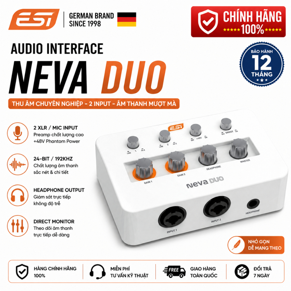 Sound Card Thu Âm ESI Neva DUO Audio Interface USB-C Chính Hãng Đức