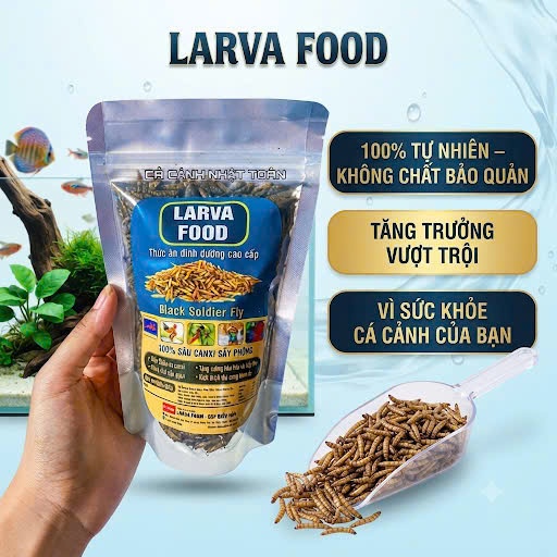 SÂU CANXI SẤY KHÔ CHO CÁ CHIM VÀ BÒ SÁT GÓI 65GRAM LARVA FOOD BLACK SODIER FLY
