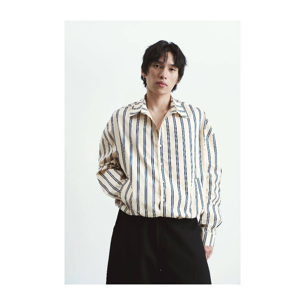 Áo sơ mi kẻ bo gấu - WOOD ELEMENT | HAN SHIRT chất cotton form crop