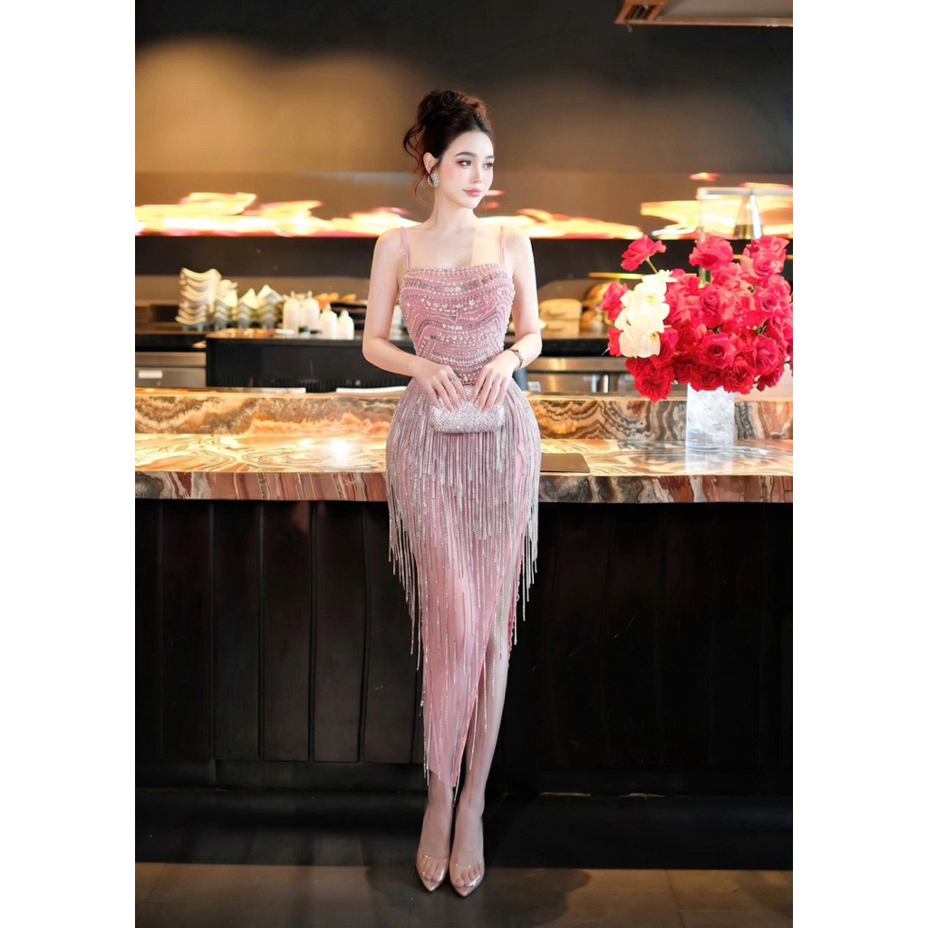 váy thiết kế cao cấp dự tiệc dáng dài nhà KT CLOTHING