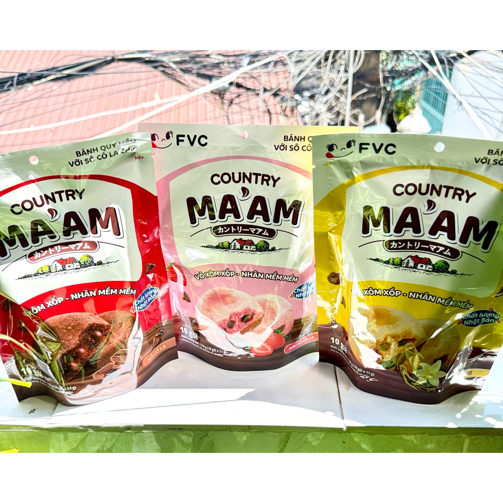[Tặng Sticker]Bánh Quy Mềm Socola Chip Country Ma'am Fujiya Túi 110gr Vị Vani, Socola, Dâu-Vỏ Bánh X