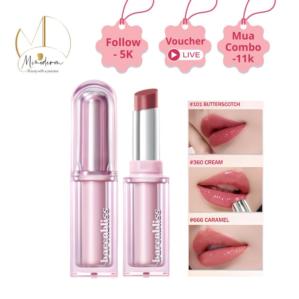 Son thỏi bóng barenbliss Butter Melt Tinted Lipstick lâu trôi lâu trôi, không lem, ngọt ngào 2.7g