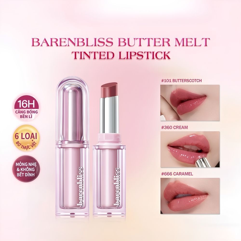 Ảnh 2 của Son thỏi bóng barenbliss Butter Melt Tinted Lipstick lâu trôi lâu trôi, không lem, ngọt ngào 2.7g