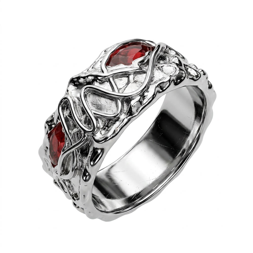 Nhẫn Titan không gỉ xi bạc Blood Ring - Access Workshop