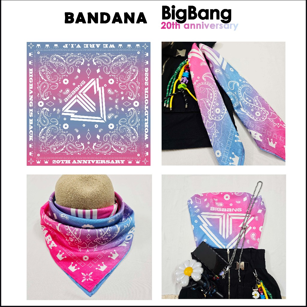 Khăn Bandana BIGBANG , Khăn đa năng cho Concert BIGBANG 20TH Anniversary 2026, Banada BigBang