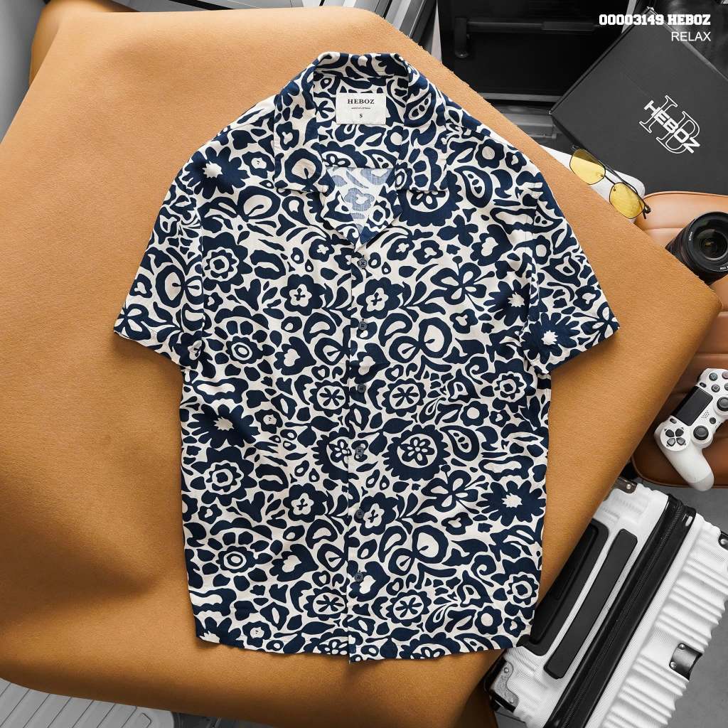 [HẾN STORE MENSWEAR]   Áo sơ mi nam HEBOZ pijama pattern linen 2M, áo sơ mi nam hoạ tiết - 00003149
