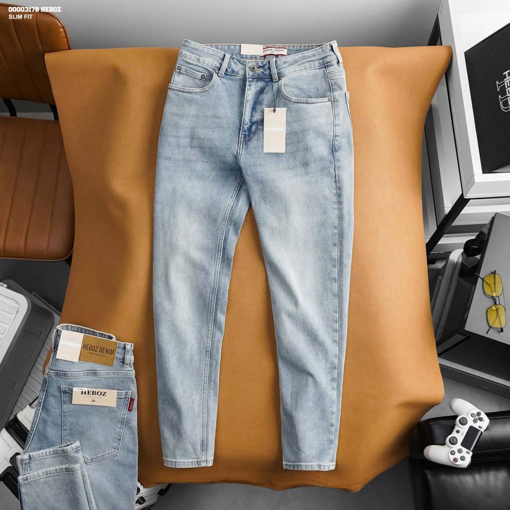 [HẾN STORE MENSWEAR] Quần jean HEBOZ basic slim 005, quần jeans denim cao cấp - 00003178