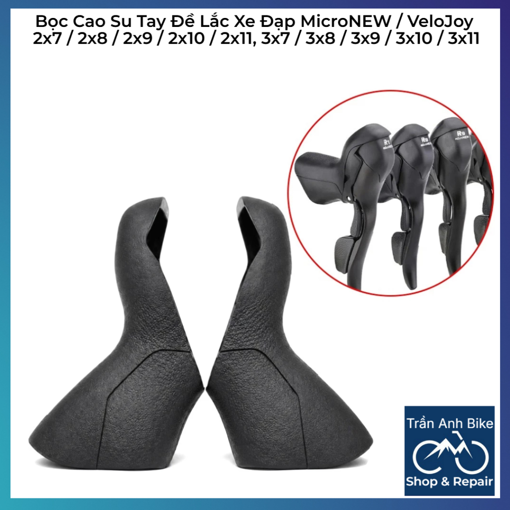 Bọc Cao Su Tay Đề Lắc Xe Đạp MicroNEW / VeloJoy 2x7 / 2x8 / 2x9 / 2x10 / 2x11, 3x7 / 3x8 / 3x9 / 3x1