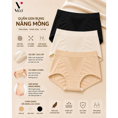 Quần lót Vicci QV.35 gen nịt bụng dưới giảm mỡ nâng mông chống cuộn