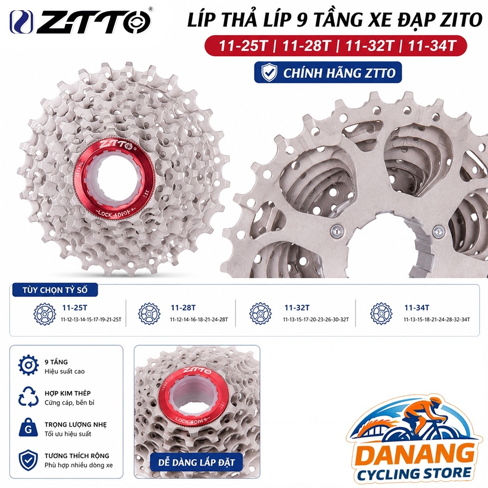 Líp Thả Xe Đạp ZTTO 9 Tầng – Cassette 11-25T, 11-28T, 11-32T, 11-34T – Chính Hãng ZTTO