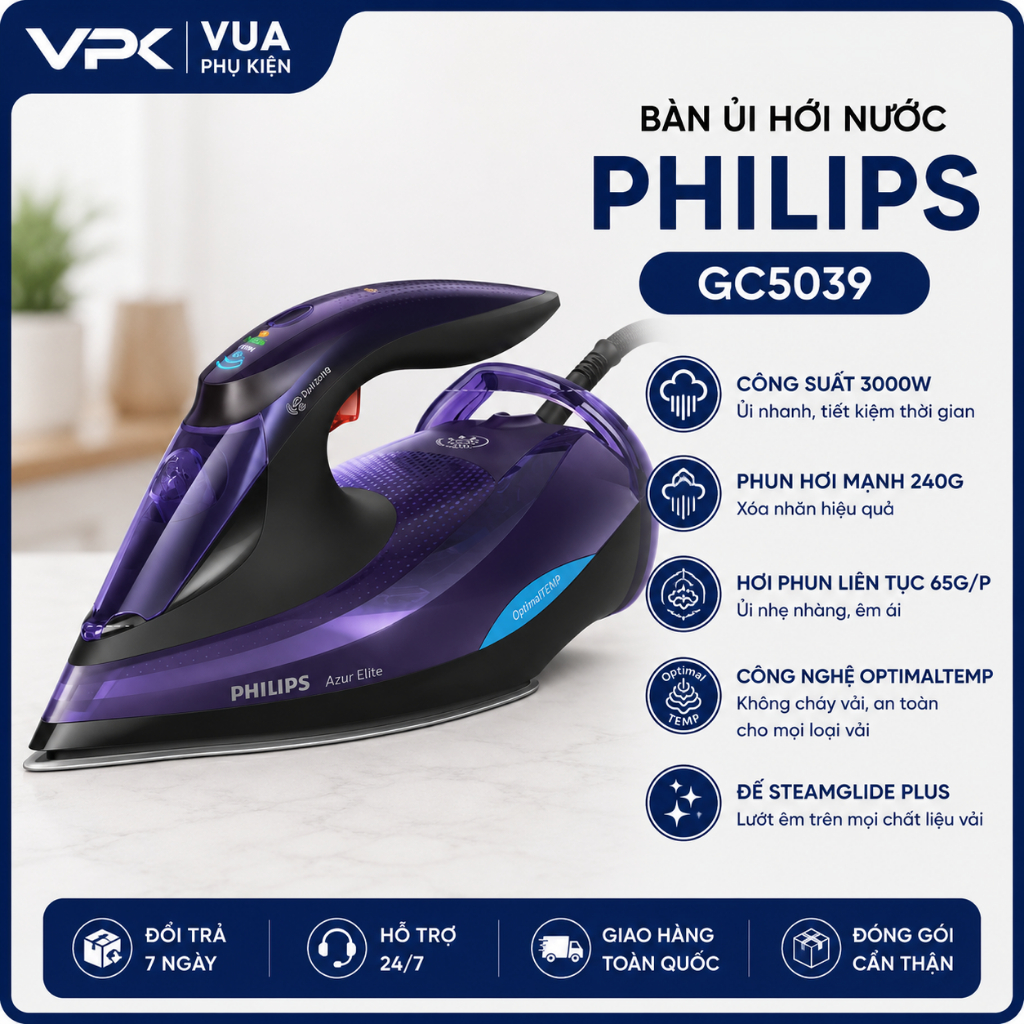 Bàn ủi hơi nước Philips GC5039 - Hàng chính hãng