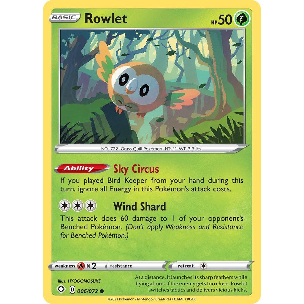 Rowlet 006/072 Pokemon Card TCG