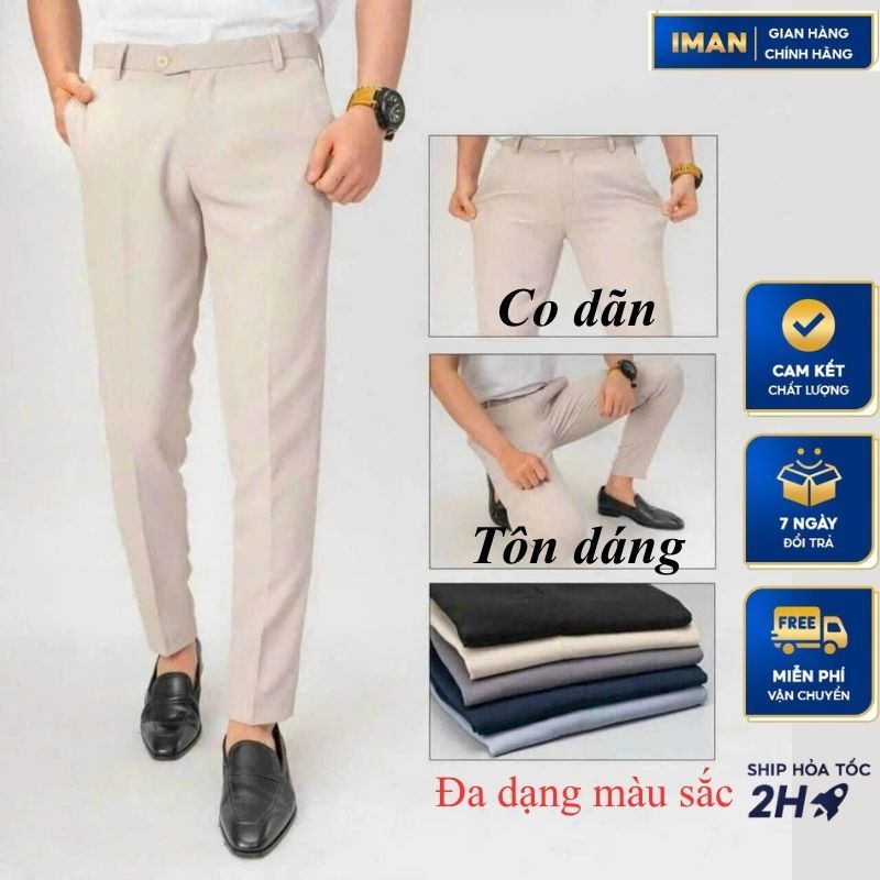 Quần Âu Nam Hàn Quốc Đi Học, Đi Làm Bền Đẹp Dáng Ôm Slimfit, Vải Mền Mịn Không Nhăn Xù – iMan Store