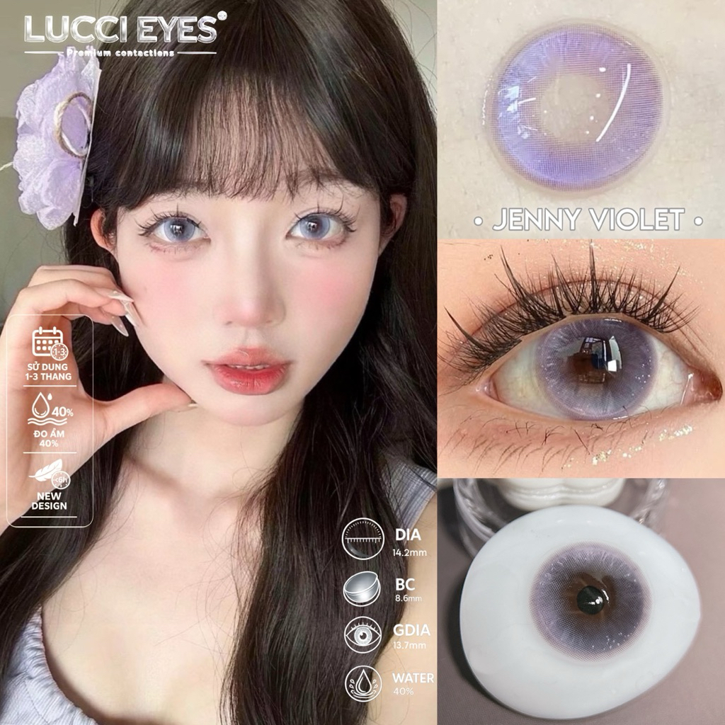 Kính Áp Tròng , Lens mắt Olivia monrose lens - Jenny Violet 14.5mm