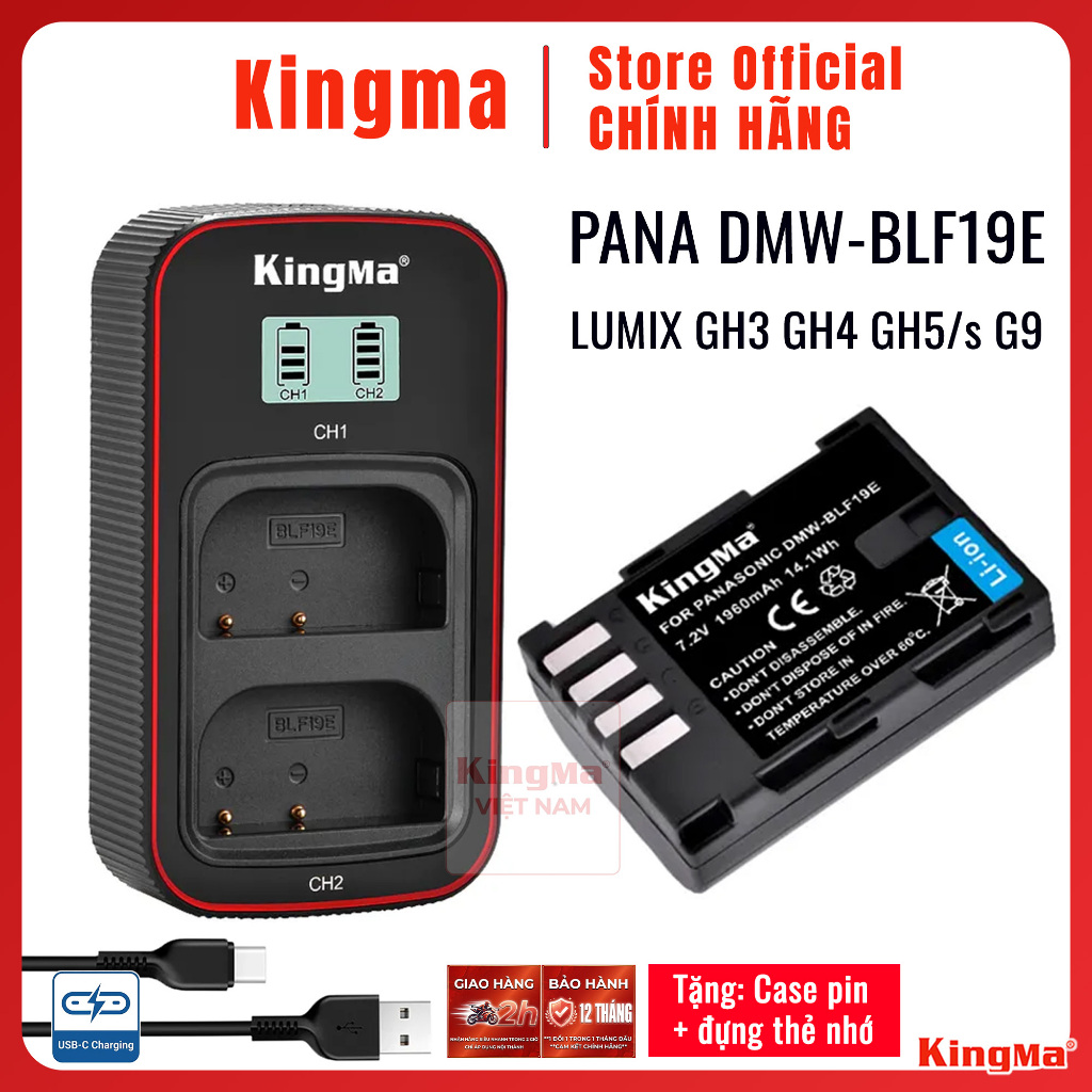 Kingma Pana DMW-BLF19 | Pin và sạc máy ảnh Pana Lumix GH3 GH4 GH5 GH5s G9 lumix blf19 blf19e