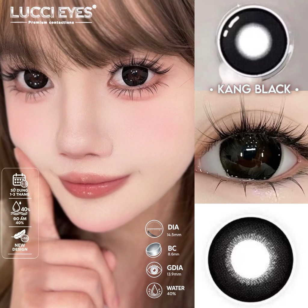 [ GIÁ 1 CHIẾC ] KANG ĐEN - GIÃN SIÊU TO ,Kính Áp tròng Olivia monrose| Lens đen , Lens đi học , Lens