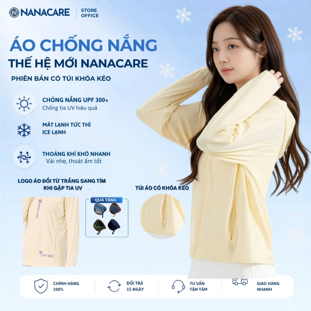 (Phiên bản Túi Có Khóa Kéo) Áo chống nắng chất su ICE mát lạnh NANACARE nam nữ 6D Hàn Áo chống nắng 