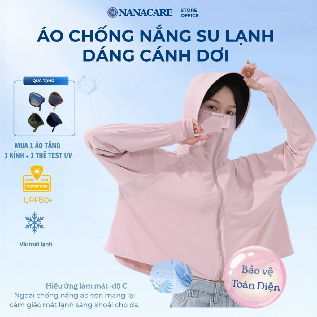 Áo Chống Nắng Nữ Cánh Dơi, Áo Công Nghệ Cool Max Chống UV hiệu quả Nanacare, giúp hack dáng tăng chi