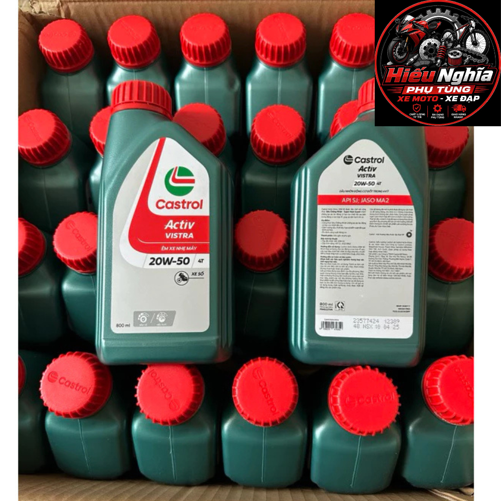 Dầu Nhớt Xe Số Castrol Activ Vistra 4T 20W50 Chính Hãng (800ml / 1L) - Nhớt Máy Xe Máy Cao Cấp