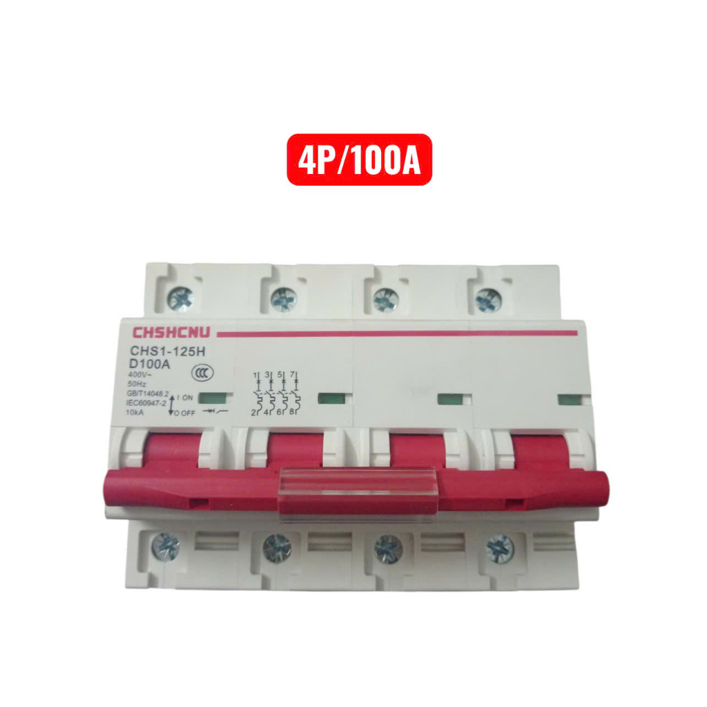 Aptomat AC 4P 63A 100A, CB 4P, MCB 4P, cầu dao 3 pha 4 cực bảo vệ quá tải ngắn mạch CB 4P