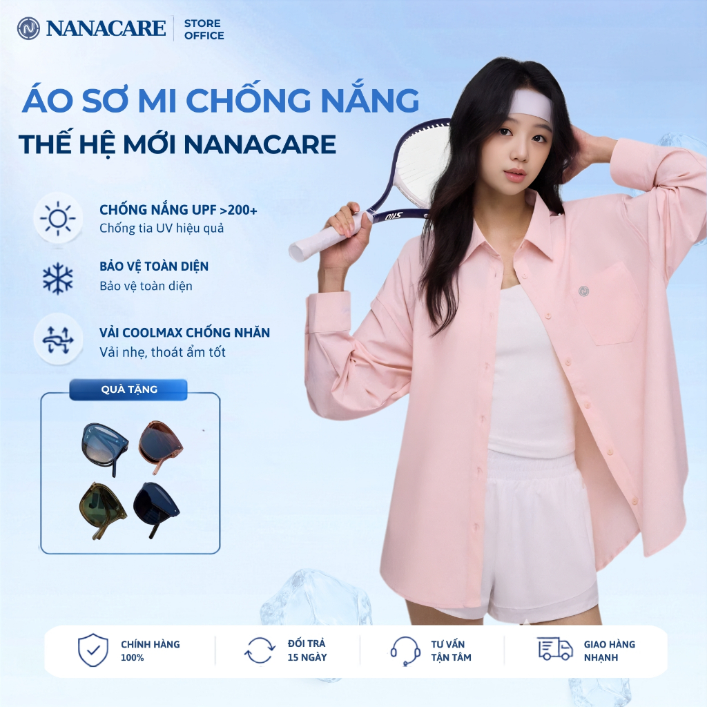 Áo Sơ Mi Chống Nắng Thế Hệ Mới Nanacare Chống Nhăn Giữ Phom Mát Lạnh Đi Làm Tay Dài Fom Áo Rộng UV C