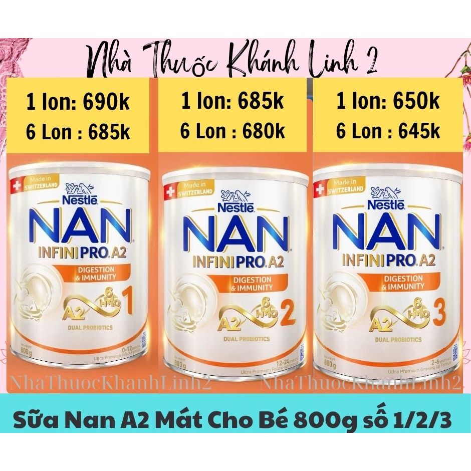 🌺Sữa bột Nestlé NAN INFINIPRO A2 Số 1/2/3 800g 6HMO .