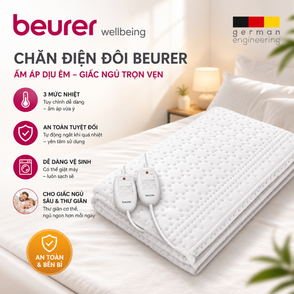 Đệm Điện Beurer TS26 / Beurer UB68XXL / Beurer TS19, Hàng Chính Hãng, BH 24 Tháng, Giadungnhapkhau_6