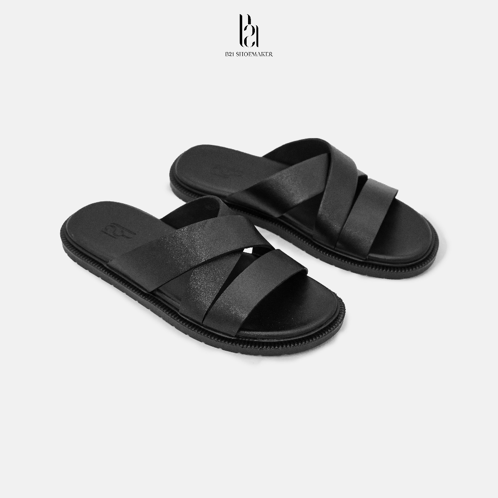 Dép Nam Quai Ngang Da Bò Thật, Dép Da Nam Cao Cấp Đế Bệt Thời Trang Đi Làm Đi Chơi - B21 Shoemaker