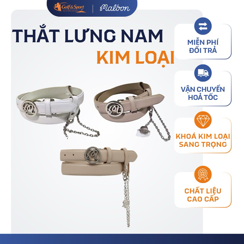 Thắt Lưng Golf Nữ Malbon Golf Leather Chain Belt – Kèm Charm Trang Trí Sang Trọng ( Malbon x Golfwor