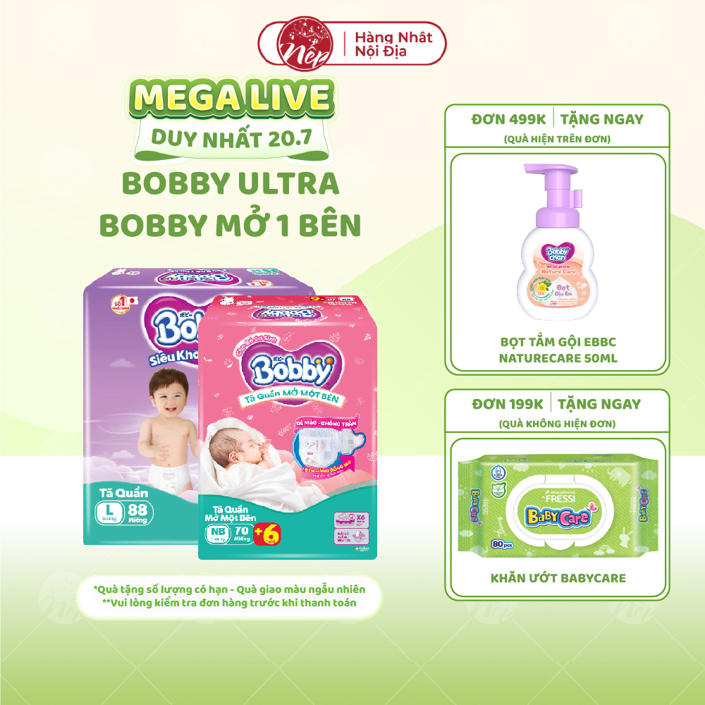 Tã Bỉm quần Mở Một Bên Bobby / Bobby Siêu khô thoáng Ultra+ - Hàng chính hãng - nepshop1
