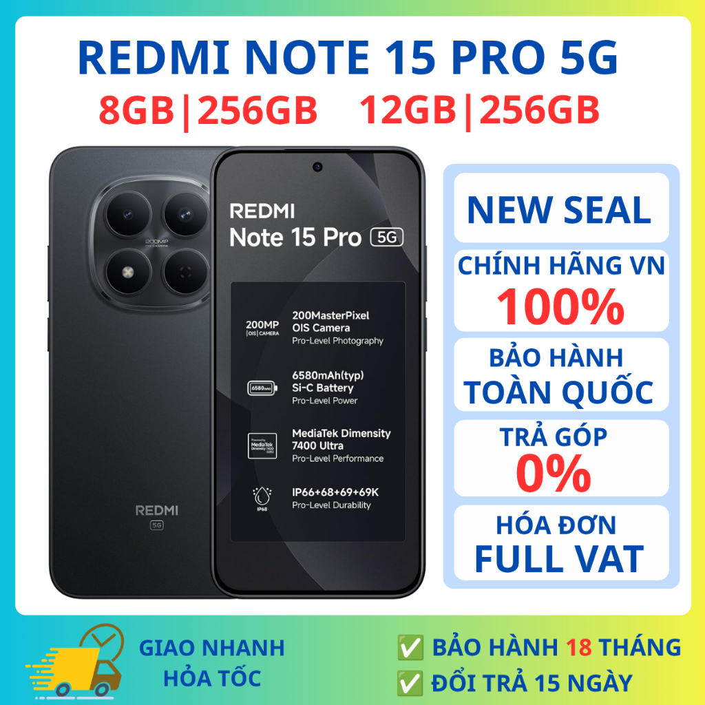 Điện Thoại Xiaomi Redmi Note 15 Pro 5G 12/256GB  - 8/256GB Chính Hãng