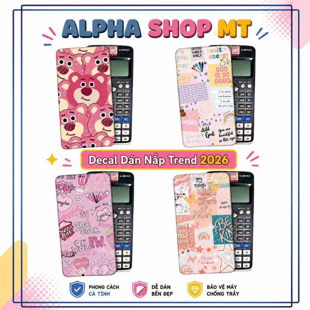 Decal Lotso Cute Dán Máy Tính Casio 580VNX, 570VN Plus, Vinacal | Sticker Full Mặt Chống Trầy