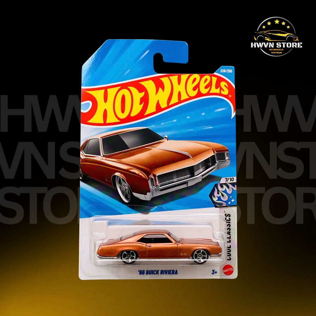 Xe mô hình Hotwheels '66 Buick Riviera màu nâu đồng