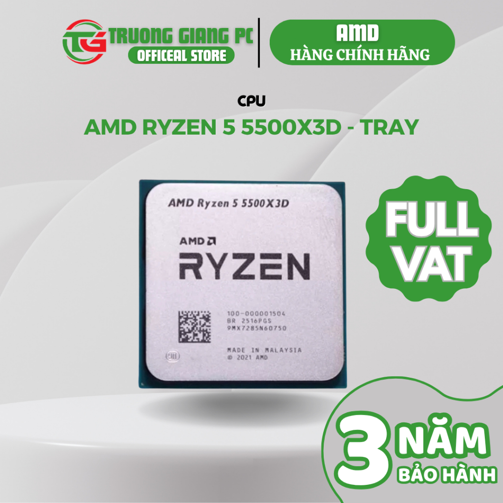 [SẢN PHẨM FULL VAT] CPU AMD RYZEN 5 5500X3D - TRAY (Chưa Gồm Fan) BẢO HÀNH CHÍNH HÃNG 36 THÁNG