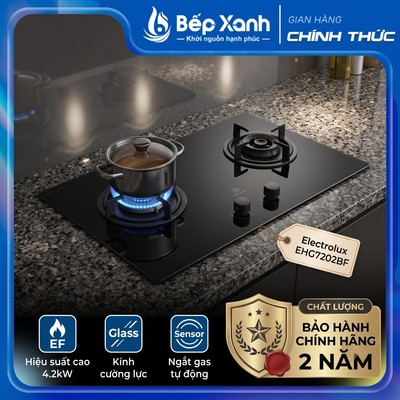 Bếp Ga Âm Đôi Electrolux 80cm Chính Hãng - EHG7202BF - Đánh Lửa IC - Thiết kế đẹp, hiện đại, nấu nhanh