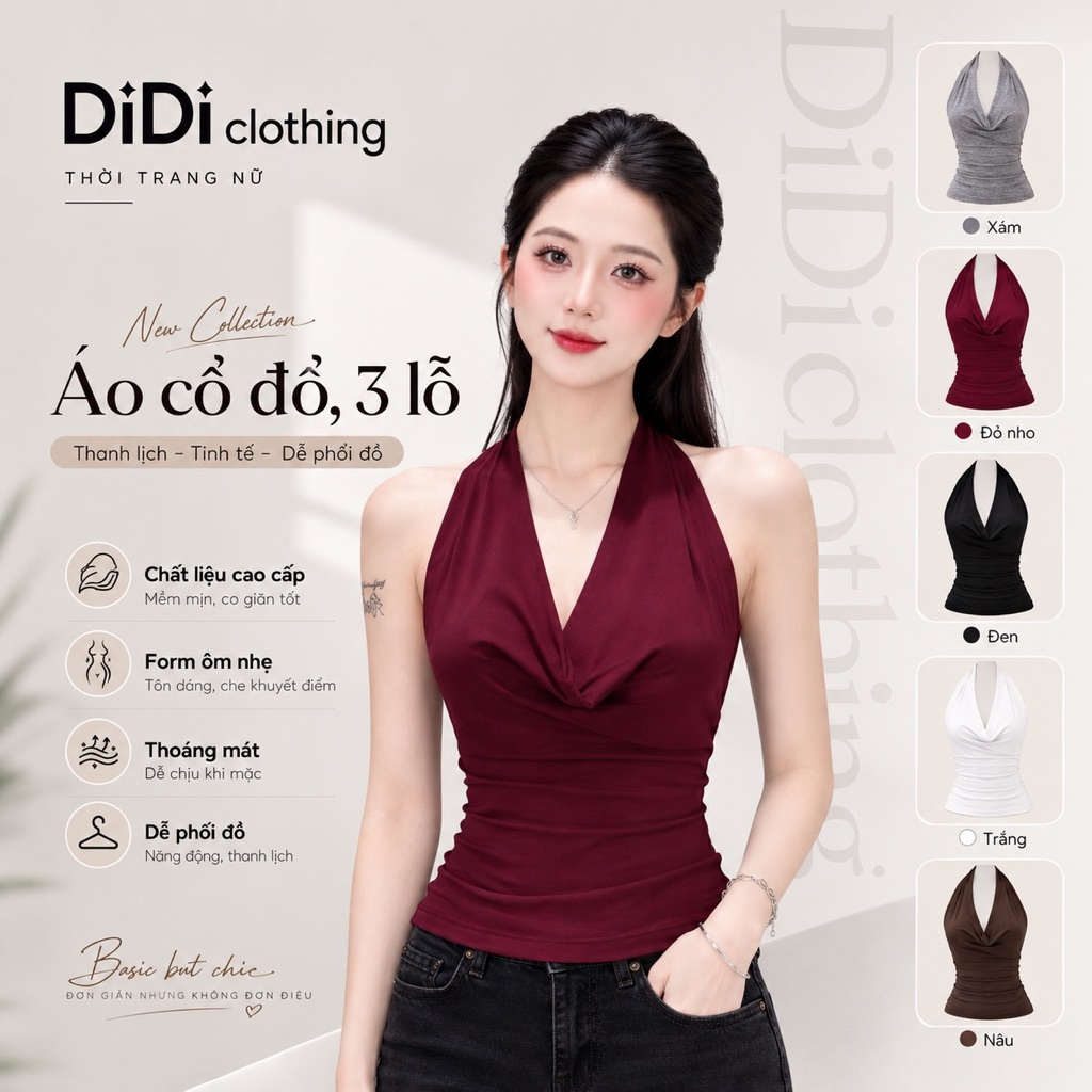 Áo ba lỗ trơn cổ đổ mix 2 phong cách - Áo ba lỗ chất zip cổ đổ DiDiClothing -135
