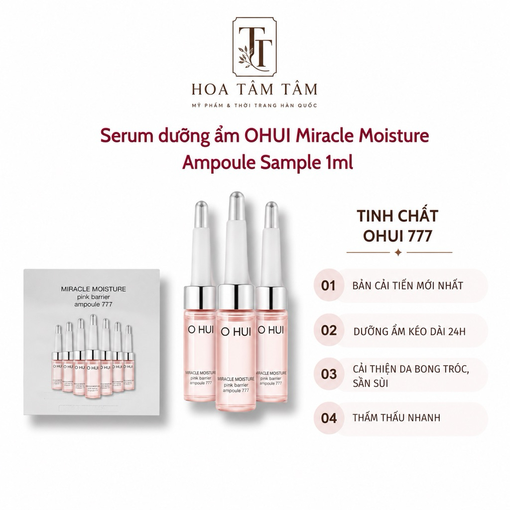 [ Combo 10 gói] Serum dưỡng ẩm, se khít lỗ chân lông Miracle Moisture Ampoule 777 Sample 1 ml