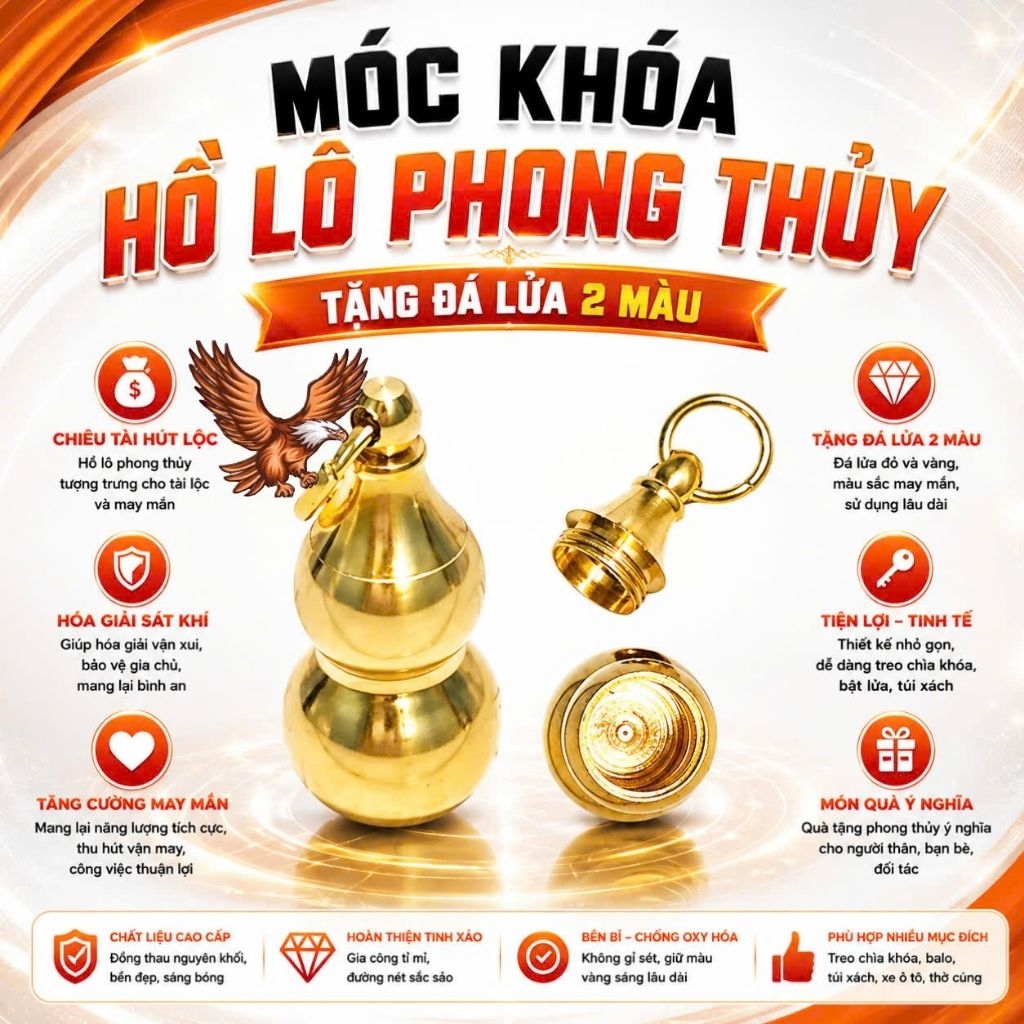 [Phụ kiện Zippo] Hồ lô đồng đựng đá có khoen
